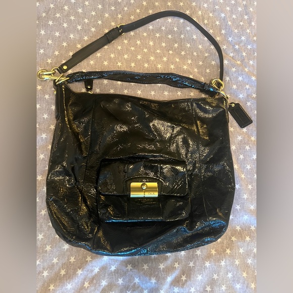 Coach Handbags - Brand new Coach black patent leather tote with gold hardware